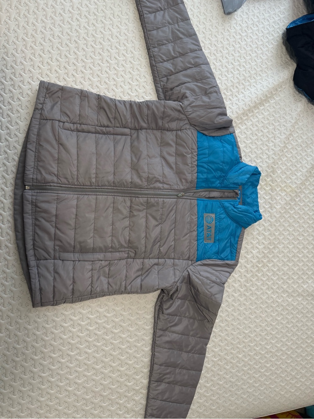 AT&T Lightweight Quilted Jacket in Gray and Blue
